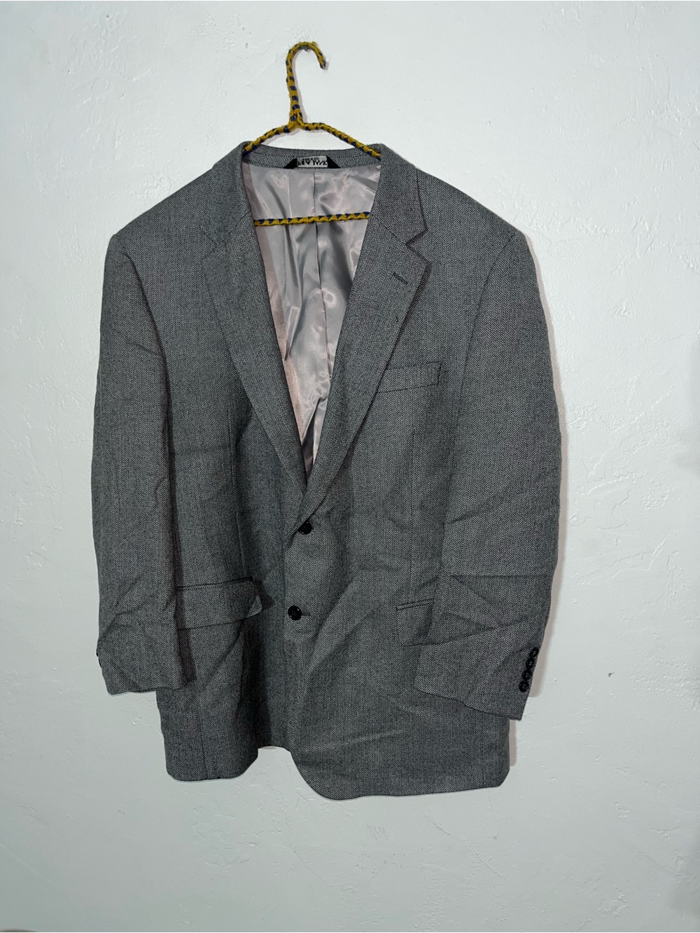 Joseph A Bank Wool Gray Men's Two-Button Blazer Classic Tailored Lined - flaw